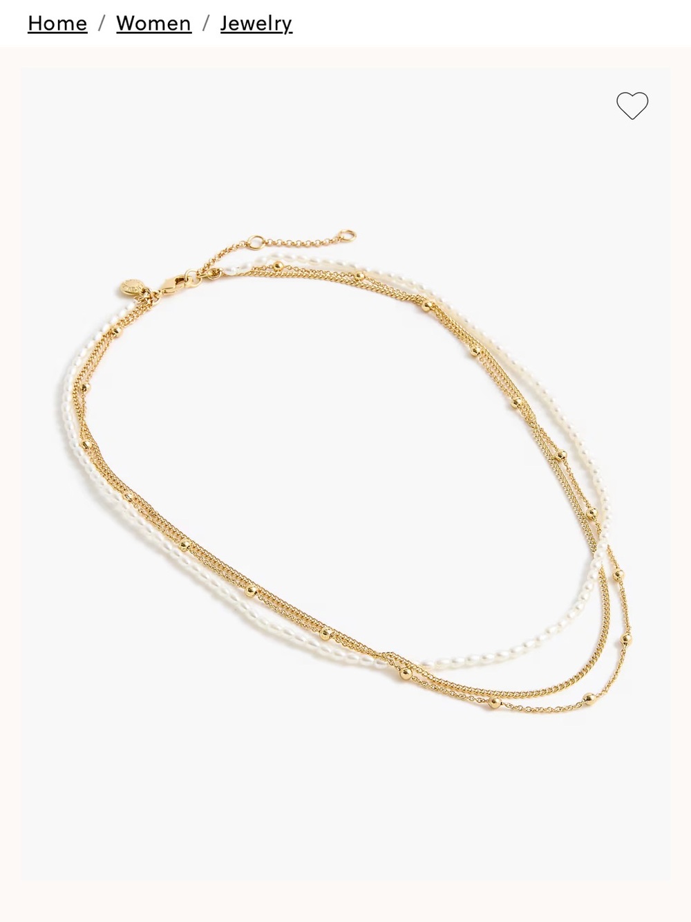 J. Crew Factory Gold Multi-Strand Necklace with Faux White Pearls